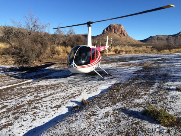 Brian’s practice sessions often involve landing in confined areas like this river bed. This will be the norm for flying the helicopter on the mission field…except for the snow and tumbleweeds!
