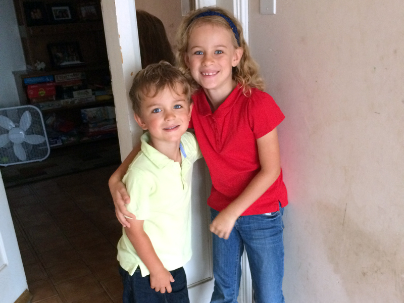Titus and Elayne together on his first day of kindergarten! (Elayne's first day of second grade came while I was in El Paso, selling the minivan)