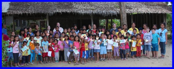 Kids Bible Club in front of the church